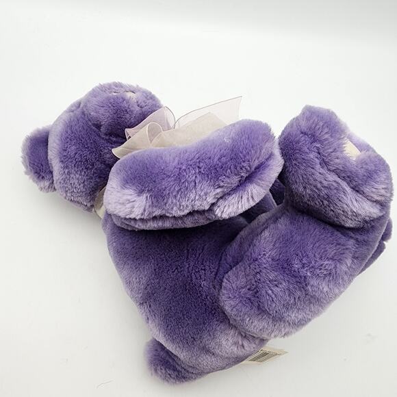 Vintage Commonwealth Purple Bear Plush 10" Satin Bow Heart Nose & Feet 2002 - Picture 4 of 11